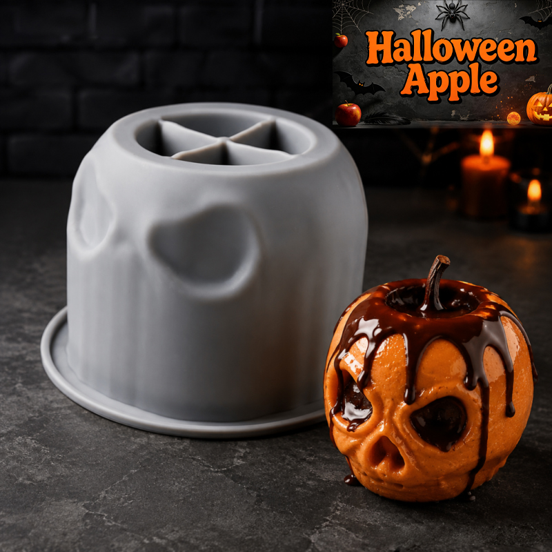Candle Making Factory - Cetakan silikon apel tengkorak Halloween, desain
