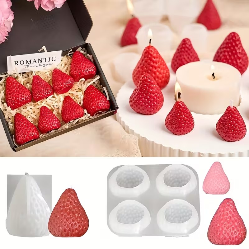 Candle Making Factory - Cetakan Lilin Silikon Bentuk Stroberi untuk